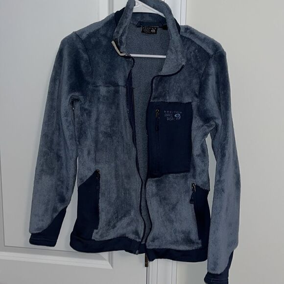 Women’s soft blue Mountain Hardwear fleece sweater jacket coat NO ZIPPER - Picture 1 of 7